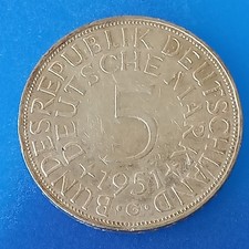 5 DM Deutsche Mark 1951 G Silberadler Silber 625/1000