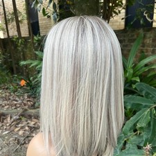 Highlight blonde 13x4 Lace Front Echthaar Perücke glattes Haar