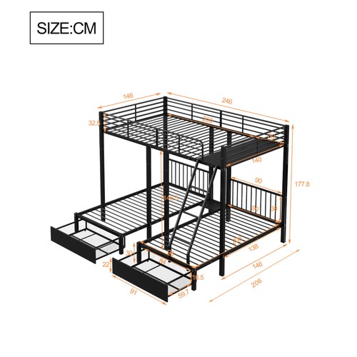 Etagenbett schwarz 140x200 - etagenbett,