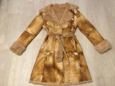 Damen Pelzmantel Gr 40 Kanin Echtfell Einzelstück Aus Italien braun Senf beige