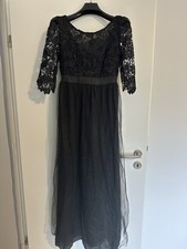 Abendkleid lang Damen Schwarz Größe 36 mit Spitze