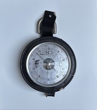 Antikes Aneroid Barometer Luftdruck Messgerät Barostar Leder Holz Alt