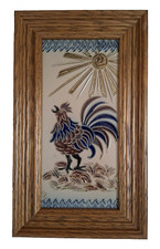 Kachelbild mit Holzrahmen Vogelmotiv - 18,5x31 cm rechteckig- sehr gut erhalten