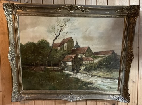 Großes ölgemälde dorf mit - großes,
