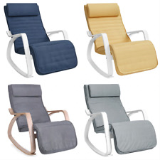 Schaukelstuhl Schwingsessel Birkenholz Relaxsessel Relaxstuhl Fußteil SONGMICS 