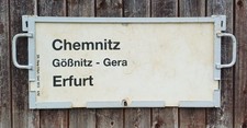 Zuglaufschild aus PVC, Chemnitz - Gößnitz - Gera - Erfurt