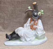 Zsolnay Pécs Ungarn Porzellanfigur Hirte mit Flöte handbemalt 60er Jahre