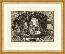 Das Berliner Aquarium Grotte Fische Zoo Schildkröten Holzstich M 588 Gerahmt