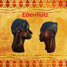 Ebenholz Köpfe Afrika Handarbeit Massai Pärchen Kunsthandwerk Vintage 50 Jahre