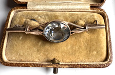 Art Deco - seltene Brosche Russland um 1920 - 835er Silber Aquamarinfarbend