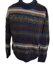 Gio Ferrari Herren Rollkragenpullover Wollmix Zopf Aran Kabelstrick Gr XL