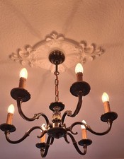 6 armiger antiker Kronleuchter Deckenlampe Lampe Leuchter Bronze/Messing 60-50cm