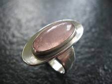 Ring Silber 925 N E From Dänemark Vintage Design mit Rosenquarz Edelstein