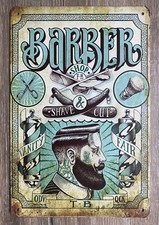 Blechschild Barber Barbier Friseur Salon Retro Rost Haare Geschenk Wanddeko