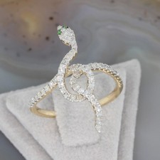 Wert 1990 € Diamant Tsavorit Ring Schlange 585 14 Karat Gelb Gold xxyy