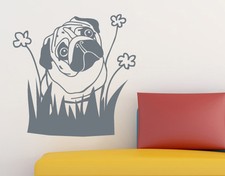 Wandtattoo Blumen Mops Möpse