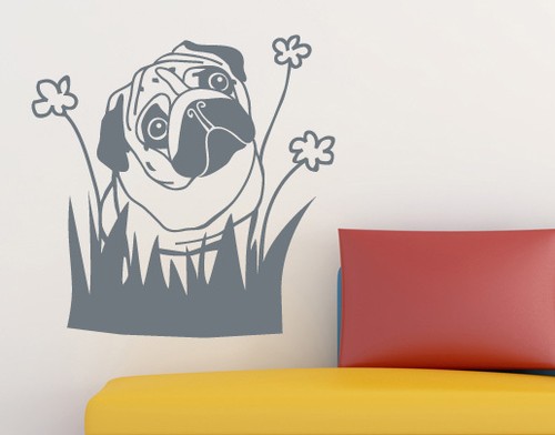 Wandtattoo blumen mops möpse - blumen,