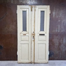 Alte Tür Zweiflügler Eingangstür um 1920  Lichtausschnitt H234 B129 S3,5 cm