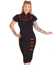 SugarShock Levke Strawberry 50s retro Puffärmel Rockabilly Stehkragen T-Shirt 