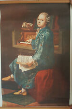 Mozart Klassik Schule Wandkarte Rollbild Lehrtafel Schaubild Rollkarte alt rar