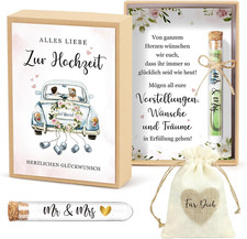 Hochzeitsgeschenke Brautpaar Geldgeschenk Box Reagenzglas Kunststoff Jutesäckche