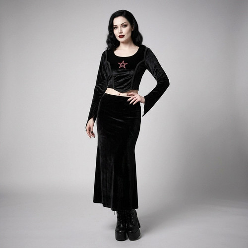 Corsagen top pentagramm gothic - pentagramm,