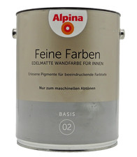 Alpina Feine Farben Basis 02 Wandfarbe zum Abtönen für innen edelmatt Grau - 5 L
