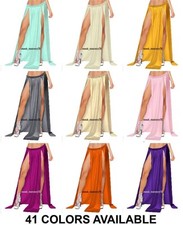 Rock mit beiden Seitenschlitzen Tribal Dance Bauchtanz Satin Damen...