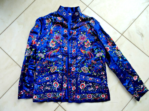 Vintage seidenjacke royalblau - vintage,