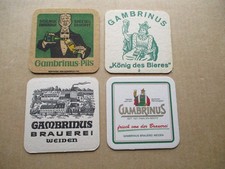 4 alter Bierdeckel Gambrinus Brauerei aus Weiden in der Oberpfalz