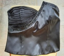 CORSAGE Abendcorsage Damen Abendmode schwarz Gr.38 asymetrisch mit Perlen NEU