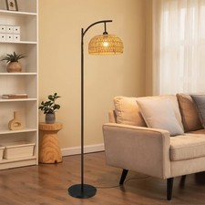 1.7m Stehlampe Vintage Rattan