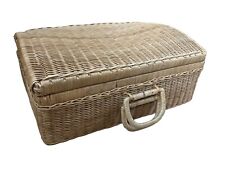 Holzkorb mit Deckel Vintage Geflochten Box Schachtel Truhe 2 Griffe Aufbewahrung
