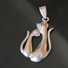 Anhänger Silber 925 2 Katzen gepunzt 40x20mm
