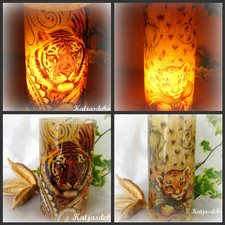 Windlicht Tischdeko Afrika Tiger Baby 2 Motiven rund Wilde Tiere Raubkatze Deko