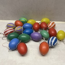 Original DDR Kunststoff Ostereier Bunt 6 cm mit Öse zum aufhängen