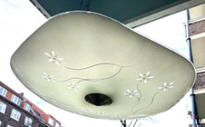 50er 60er Jahre Tellerlampe  Deckenlampe Glas Messing mid century 50s 60s lamp