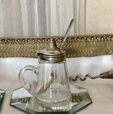 Antik Gefäß Glas versilbert