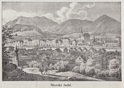 Bad ischl original lithografie - bad,