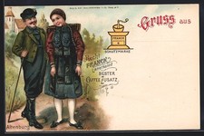 Lithographie Altenburg, Altenburger Tracht und Werbung für Aecht Franck Kaffee, 