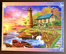 Puzzle 1000 Teile – Sonnenuntergang Leuchtturm - vollständig – mit Poster