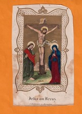 Altes Andachtsbild Jesus am Kreuz - handcoloriert