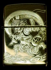 Fujin Raijin Zippo Armor Gold