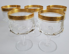 Vintage 24 karat Goldrand Kristallgläser mit Verzierung, Likörglas, 999er Punze