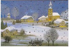 Adventskalender-Karten Set 5 Stück Nostalgie Weihnachten Grußkarten Goldprägung 