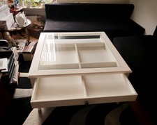 Couchtisch 4eckig 93x93  Höhe 51 cm schublade und Ablage weiß gebraucht