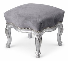 Barock Polsterhocker Silber