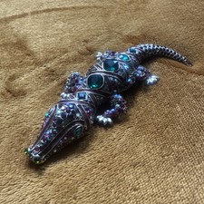 Krokodil Brosche Ca 15cm  Deko Statur