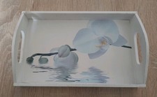 Deko Tablett mit Orchidee Motiv ,weiss 22,5cm X 14,3cm X bis 5,3cm höchste Stell
