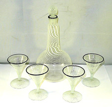 Altes Likörset - Fadenglas -